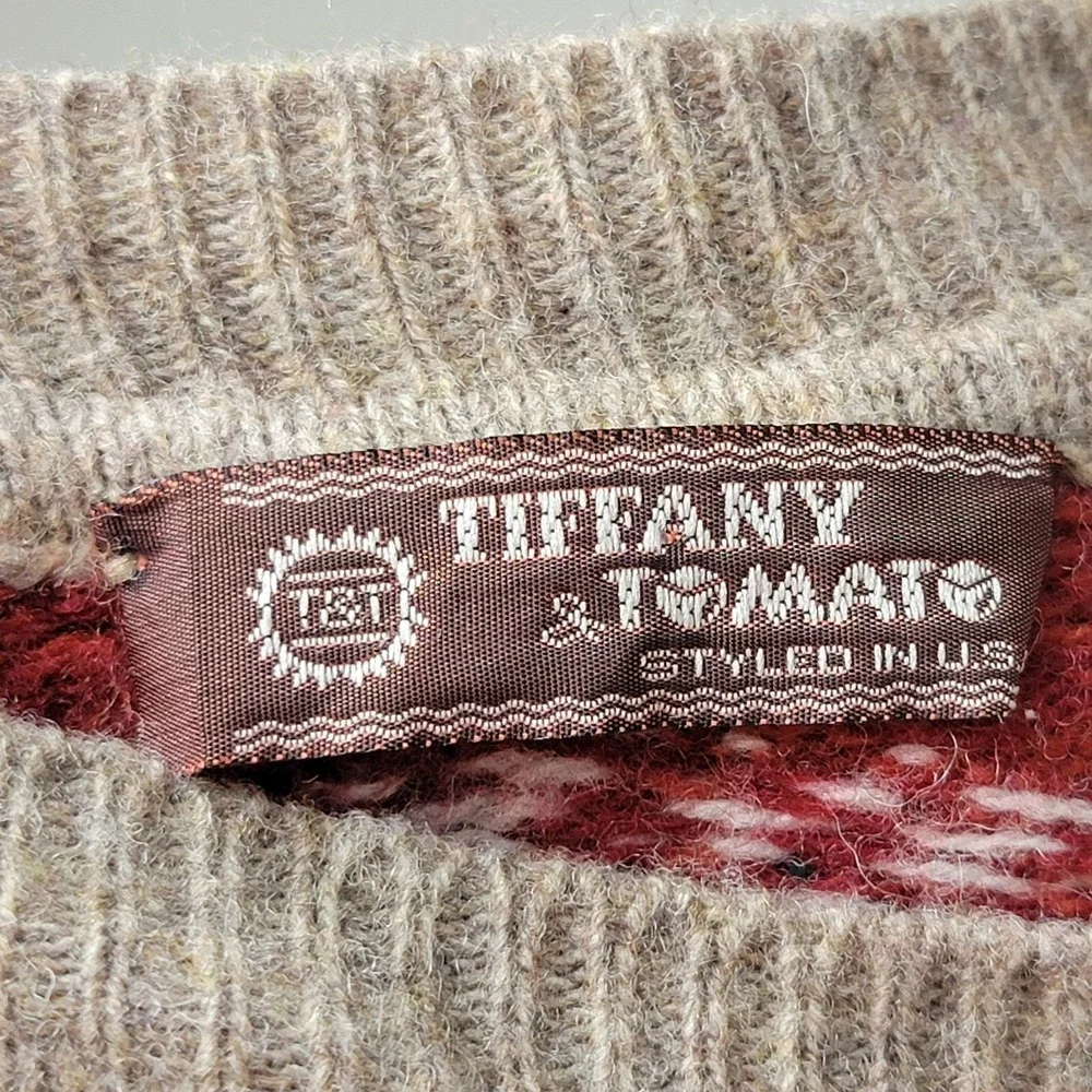 Tiffany & Tomato Pullover Sweater Women 3 Multicolor Distressed Wool Long Sleeve